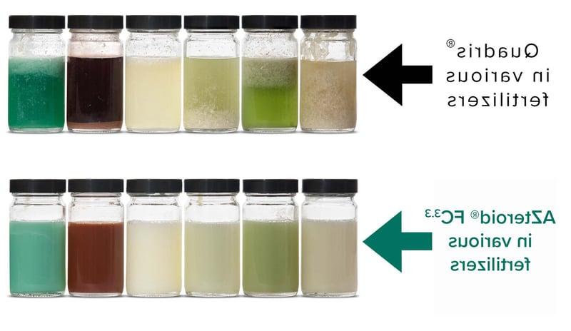 AZteroid vs Quadris in various fertilizers TM